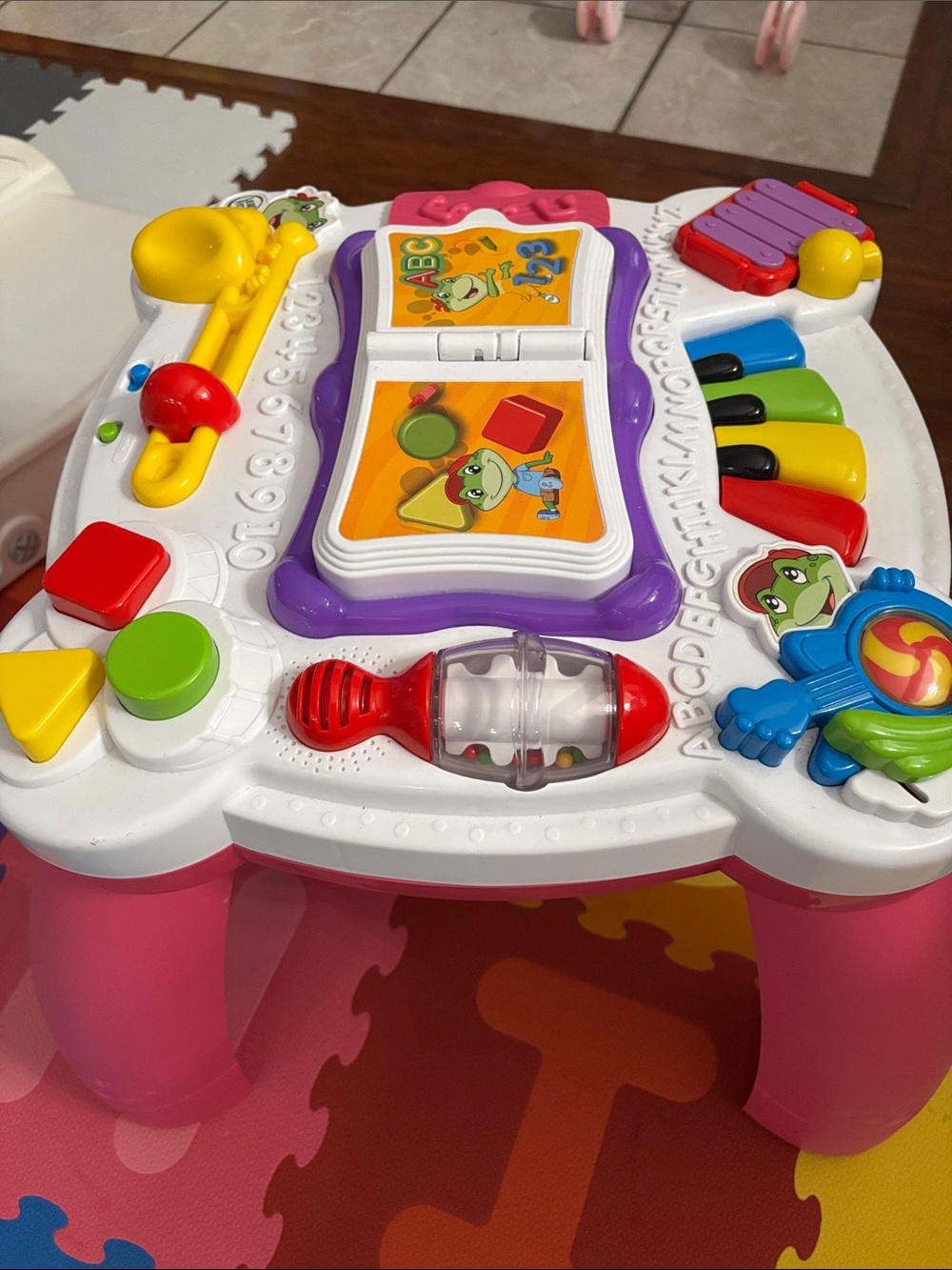 Interactive Pink and White Musical Activity Table for Kids